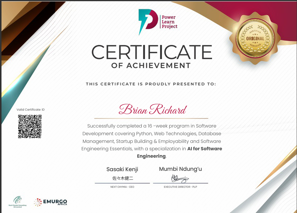 Brian Richard - Software Engineer & Full Stack Developer in Nairobi, Kenya